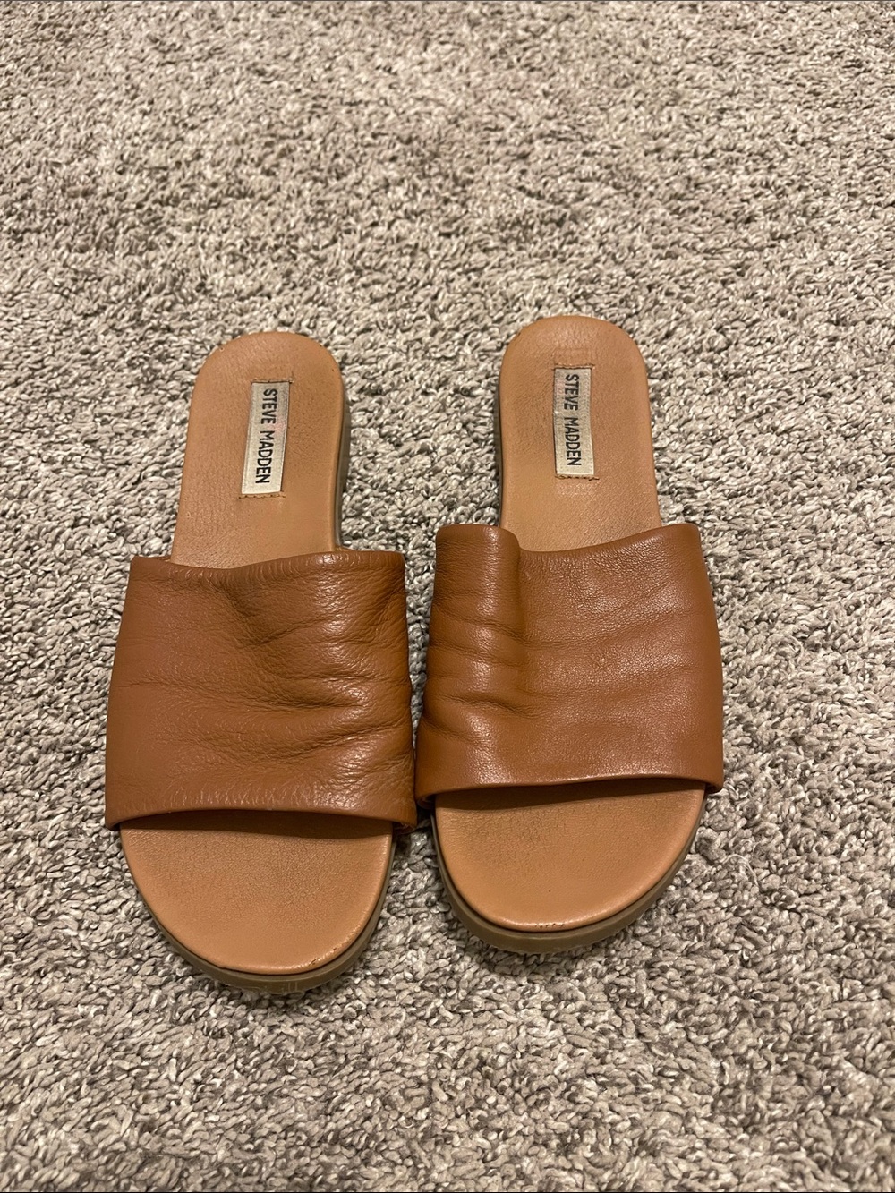 Steve Madden Brown Leather Slide Mules